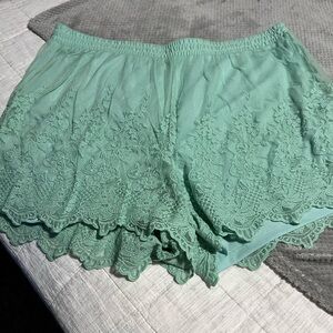 Mint Green Lace Shorts